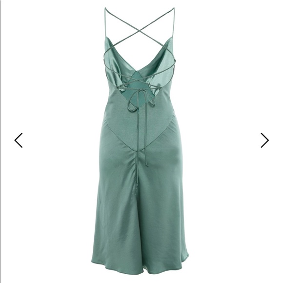 Roserry SEVILLE SATIN MIDI DRESS IN OCEAN BLUE GREEN M/L - Picture 2 of 5